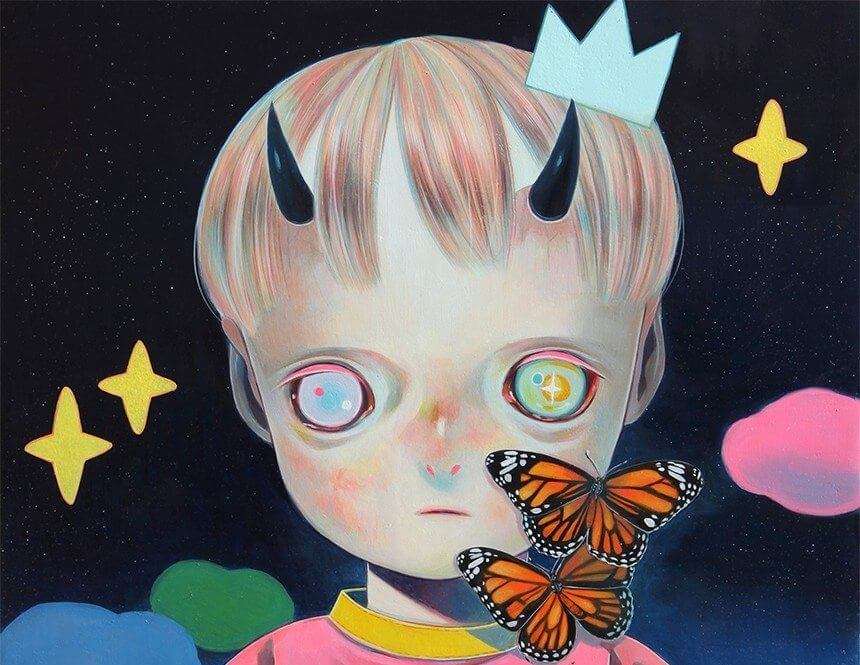 HIKARI SHIMODA, Children of this  planet 24, 2014, Oil on cotton, mounted on board, 45,5cm x 53cm