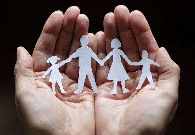 Aiuto, mani, famiglia, welfare