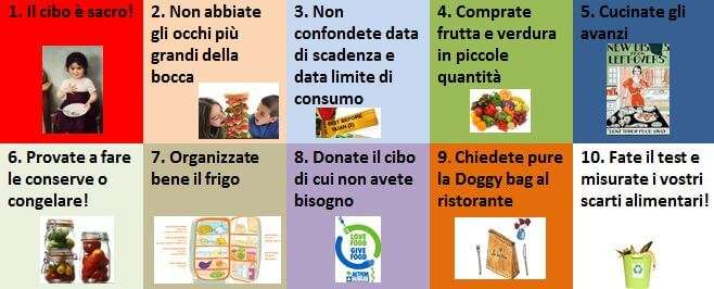 spreco alimentare – le dieci regole