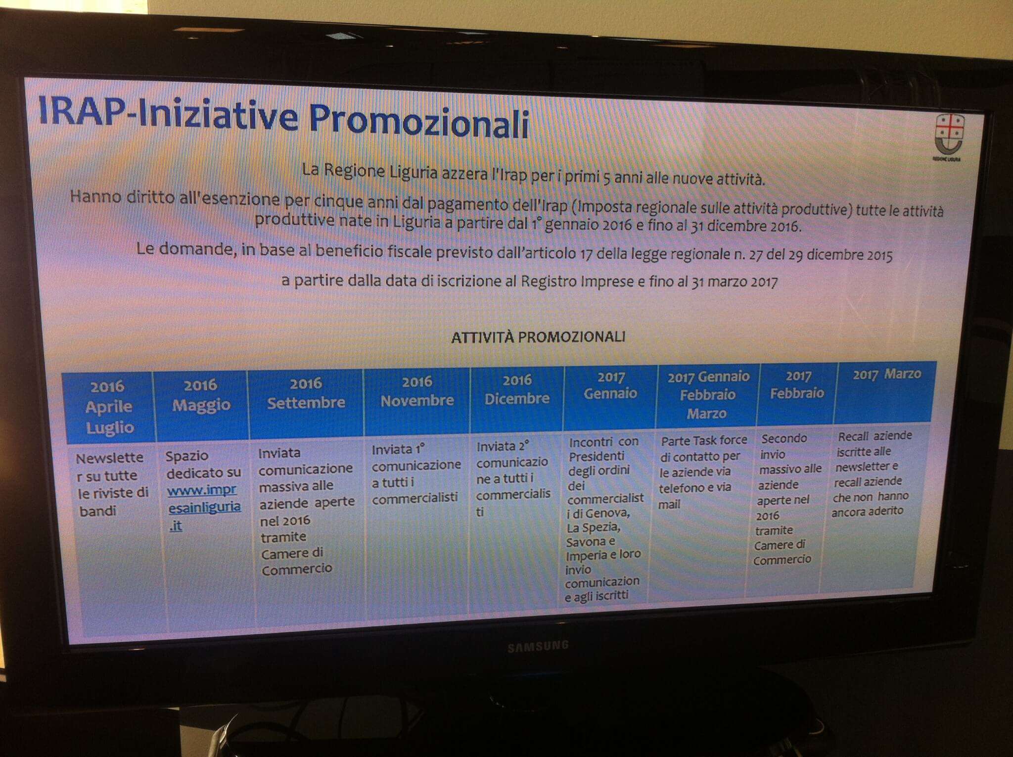 Irap iniziative promozionali