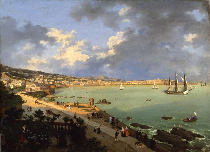 Veduta di Genova dalla spiaggia di S.Lazzaro