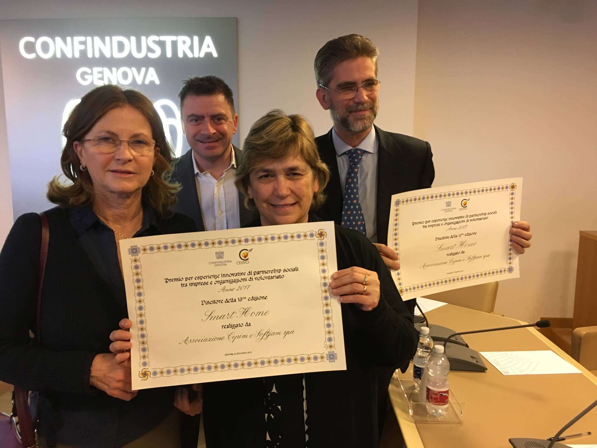 I rappresentanti di CEPIM e SOFTJAM – vincitori del Premio Partnership Sociali 2017