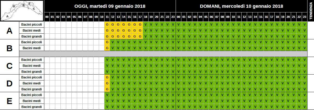 criticità meteo 9 gennaio
