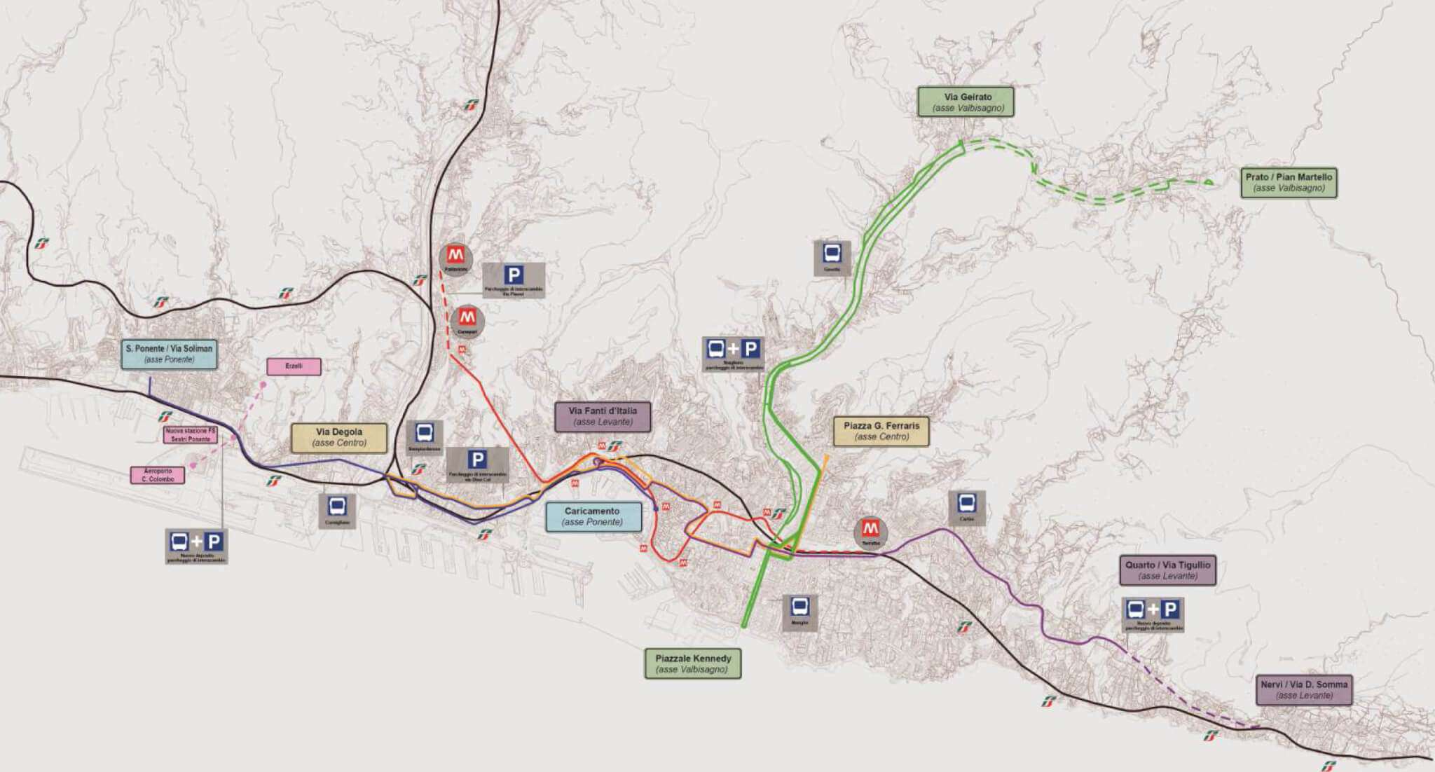 Quadro d’insieme trasporto pubblico pums Genova