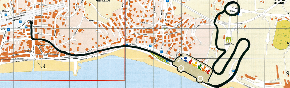 Percorso bus navetta Celle Ligure