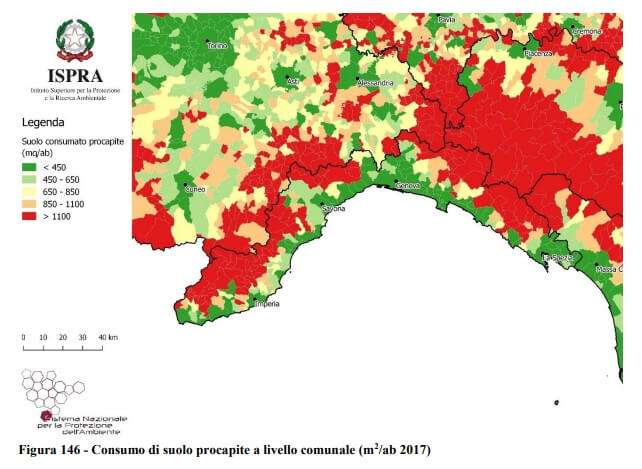 Consumo di suolo procapite a livello comunale