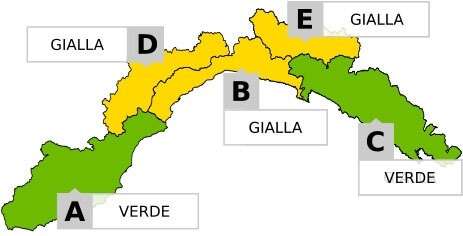 Allerta gialla su B, D ed E