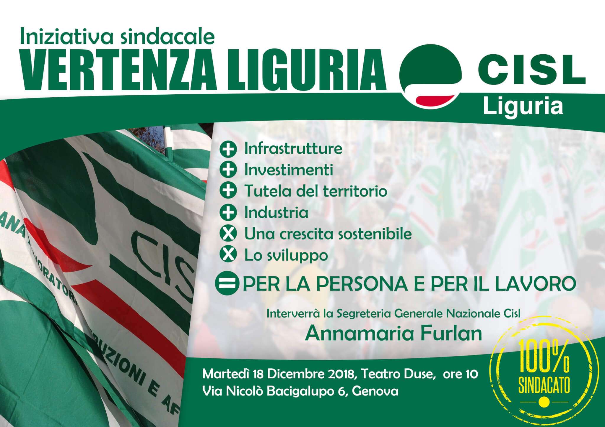 Manifesto 18 dicembre Cisl Vertenza Liguria