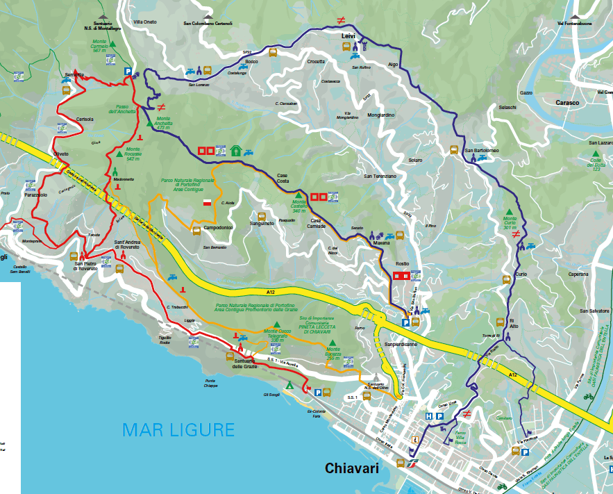 Chiavari mappa escursioni
