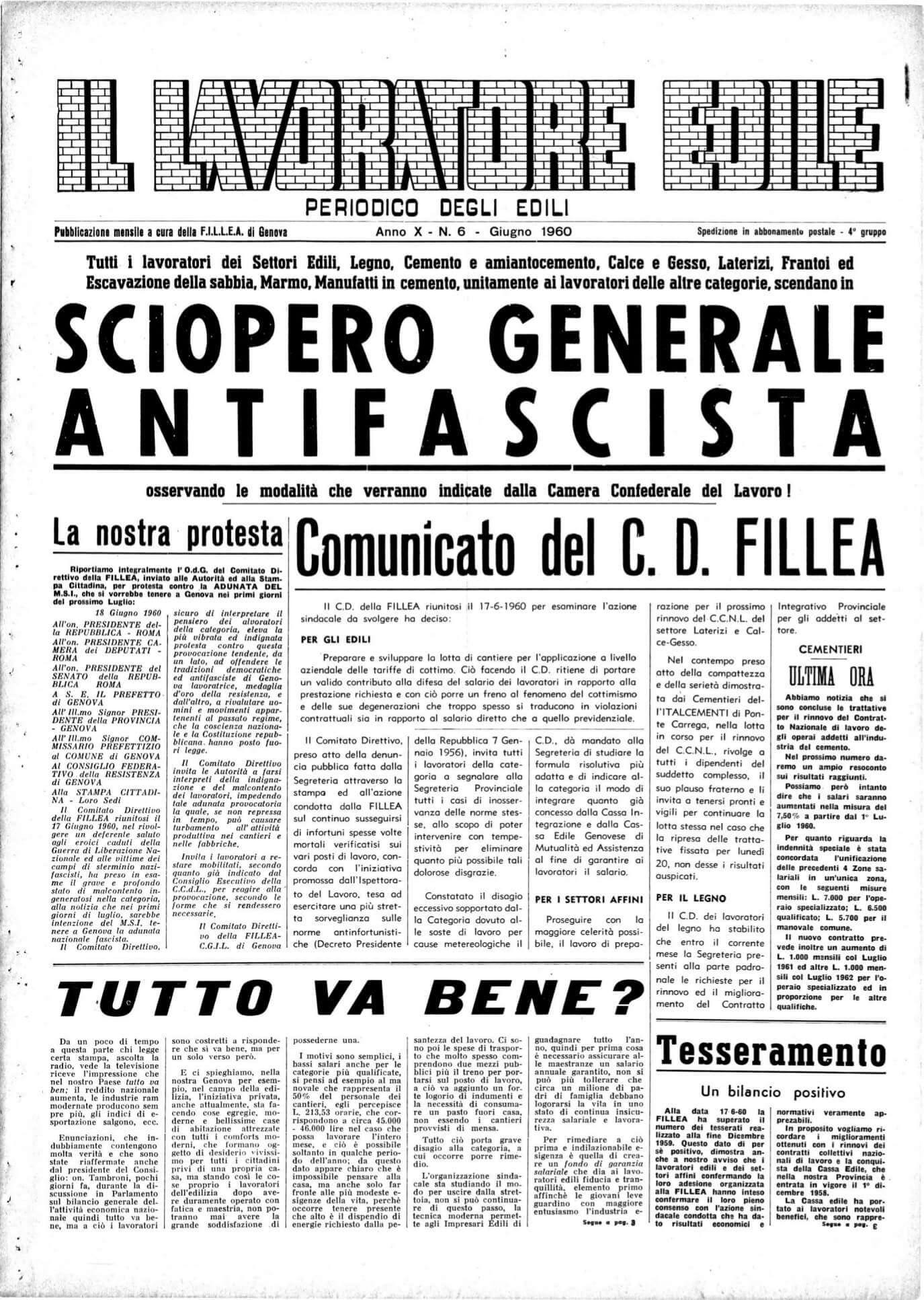 Lavoratore edile 30 giugno 1960