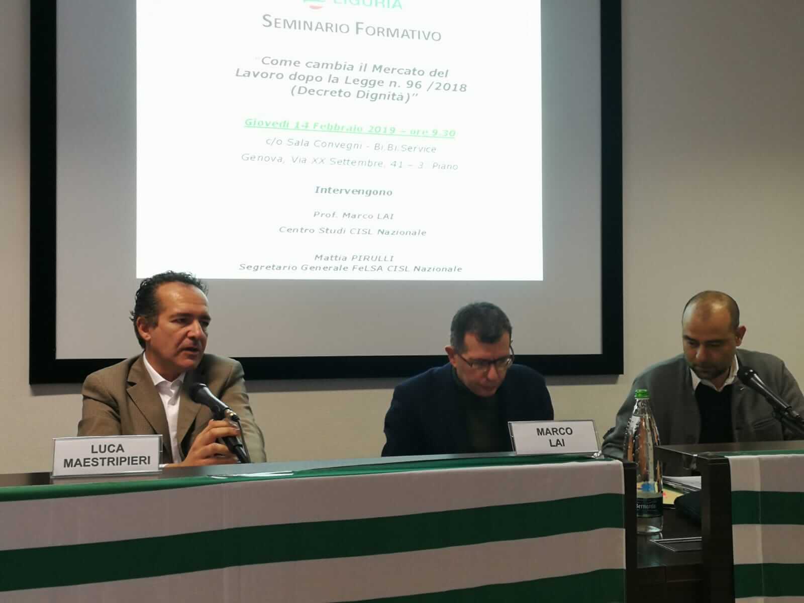 Cisl seminario su decreto Dignità