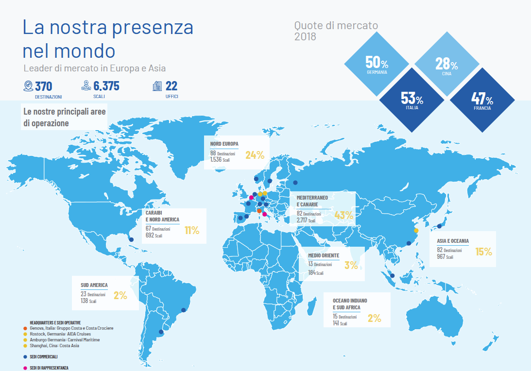 presenza di Costa nel mondo