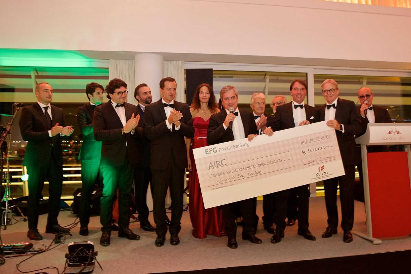 Il cda dell’Aiim durante la serata di gala del 2019
