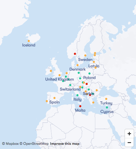 mappa Europa omio