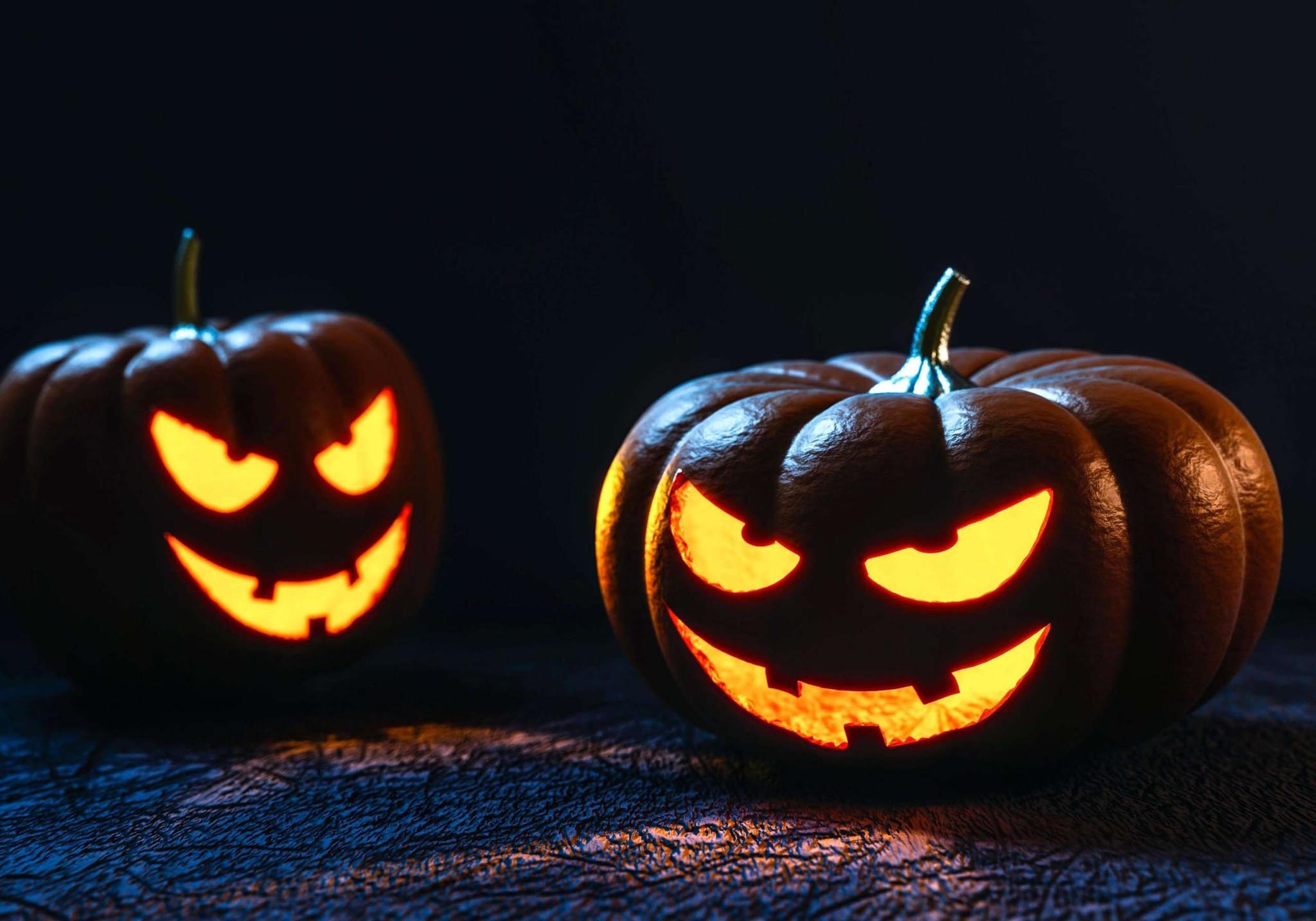 halloween, pumpkins, smiling
