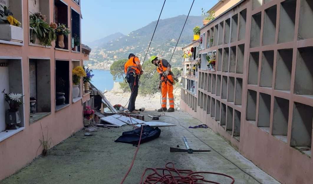 crollo cimitero di camogli, frana