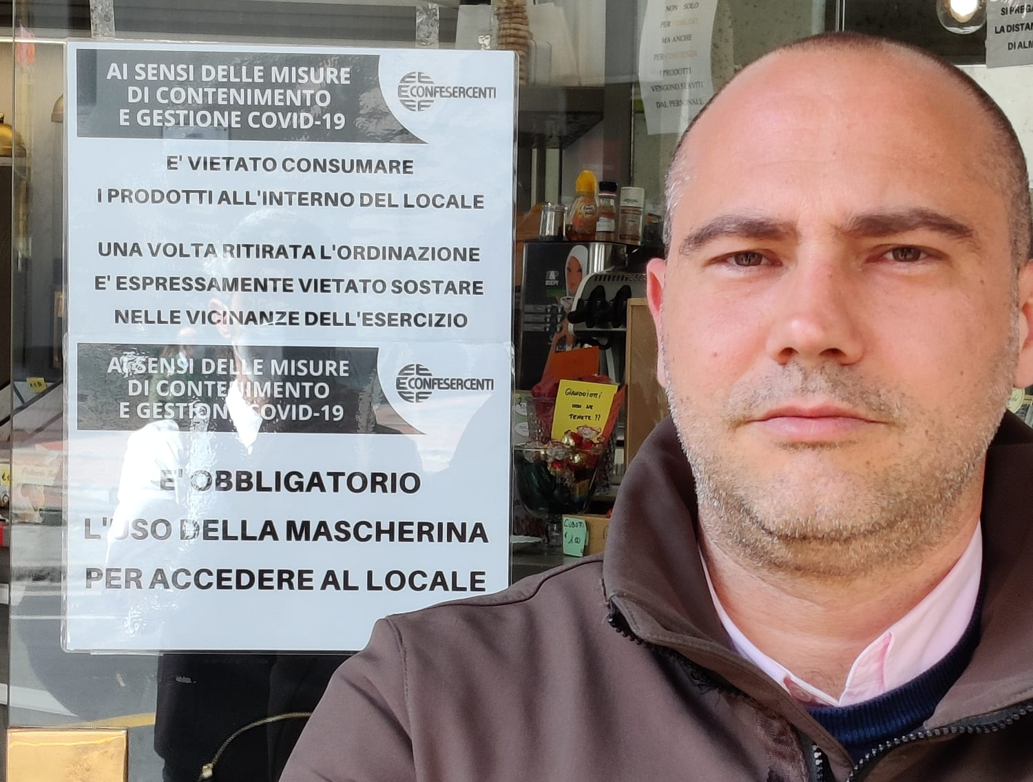 Alessandro Simone_Fiepet Confesercenti Genova_cartello Covid