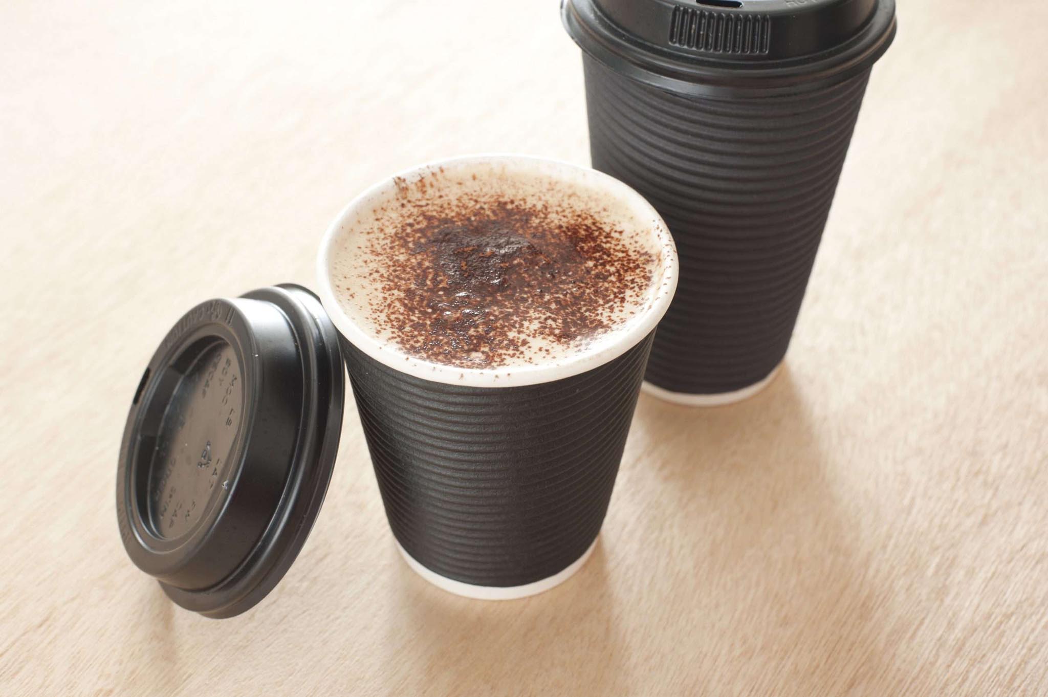 Hot frothy takeaway coffee