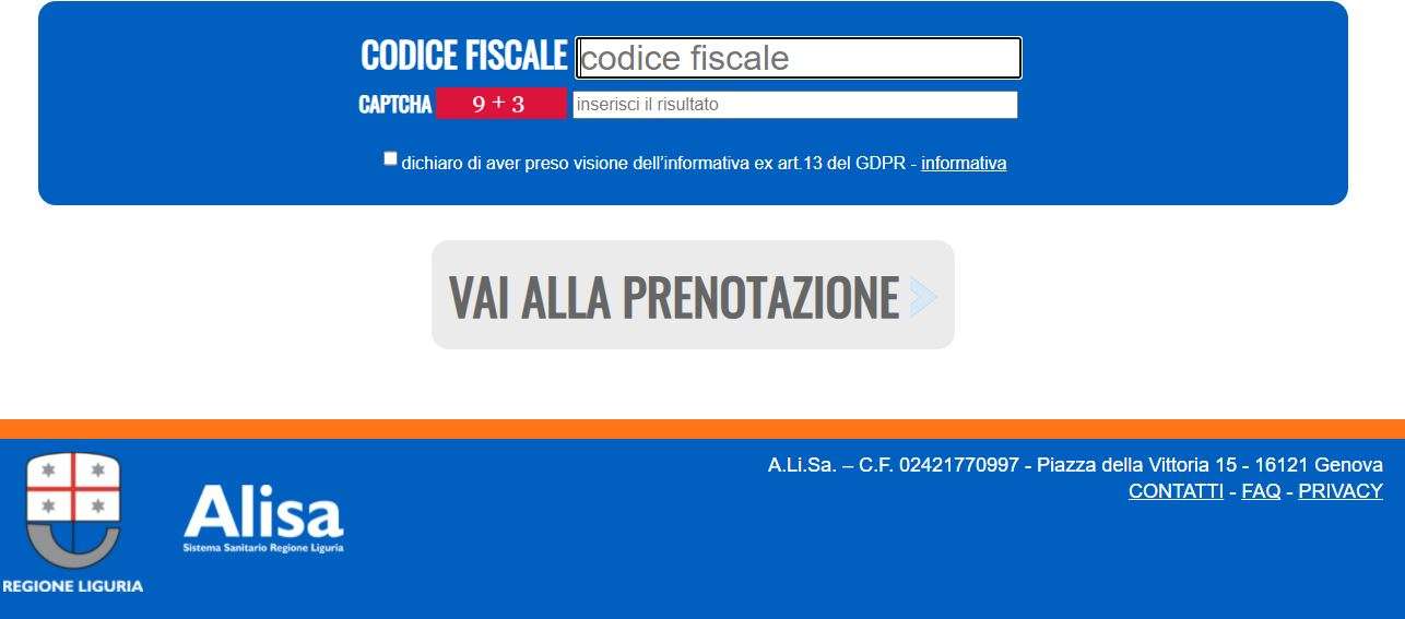 prenota vaccino schermata