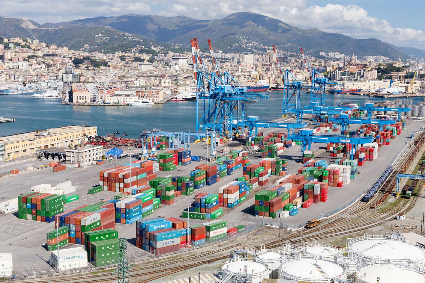 GENOA, ITALY – APRIL 10, 2016: Elevated view of Genoa