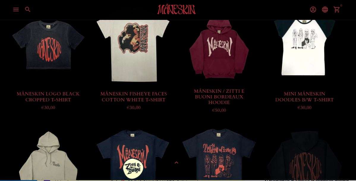 maneskin merchandising