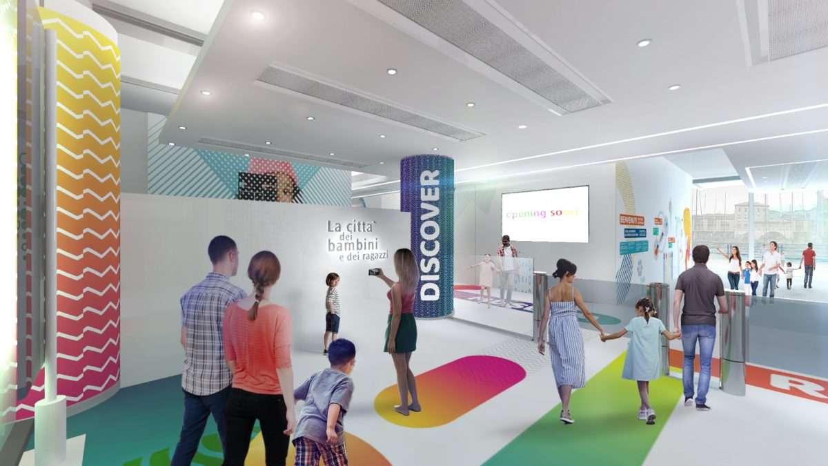 Città dei bambini render hall ingresso da fuori