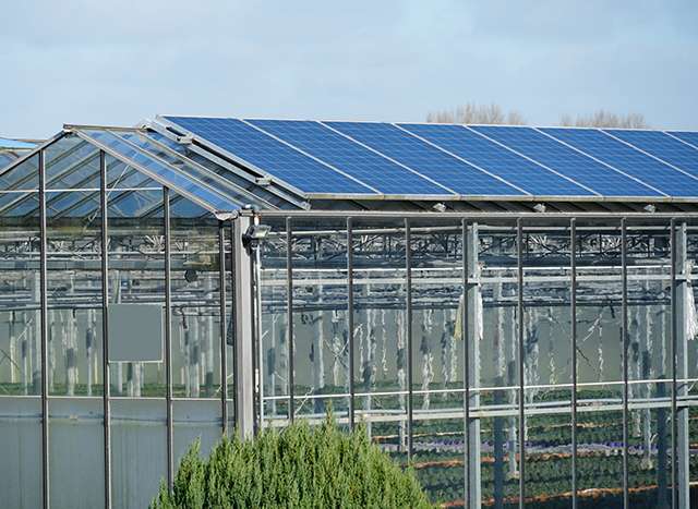 Photovoltaic solar panels installed on a greenhouse in the Nethe