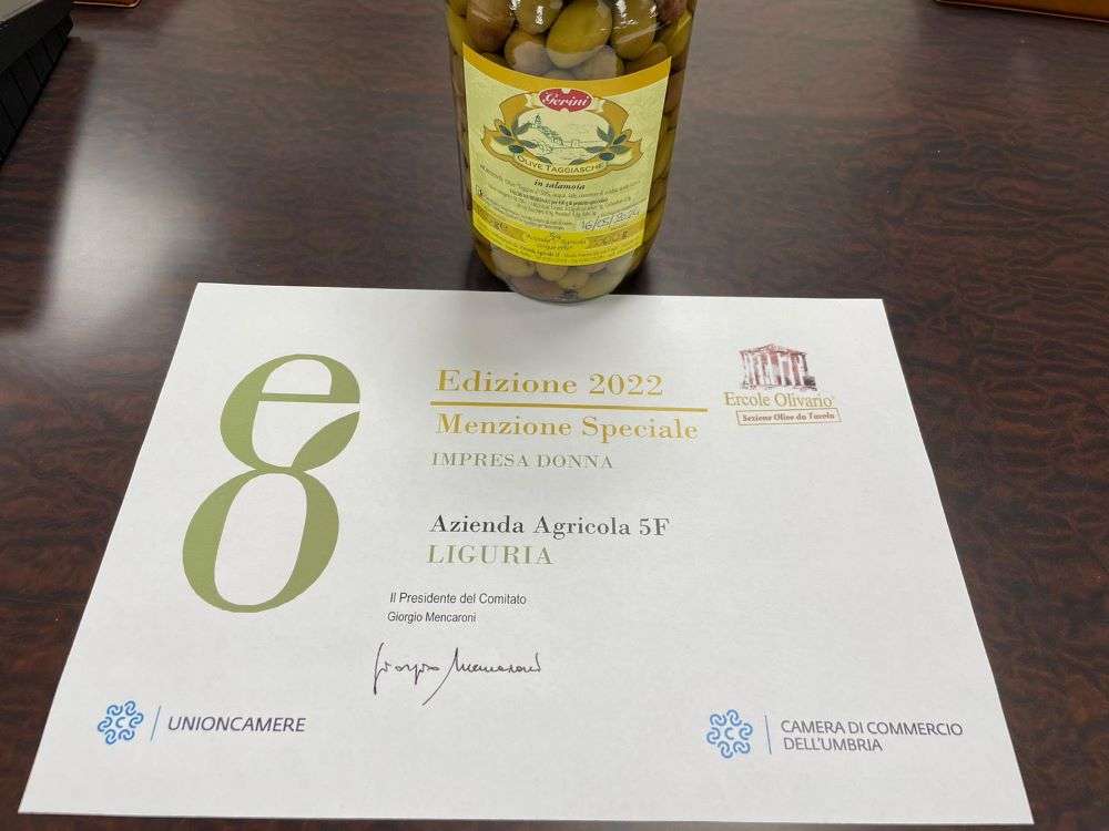Premio Speciale Impresa Femminile, all’ Azienda Agricola 5F, Liguria