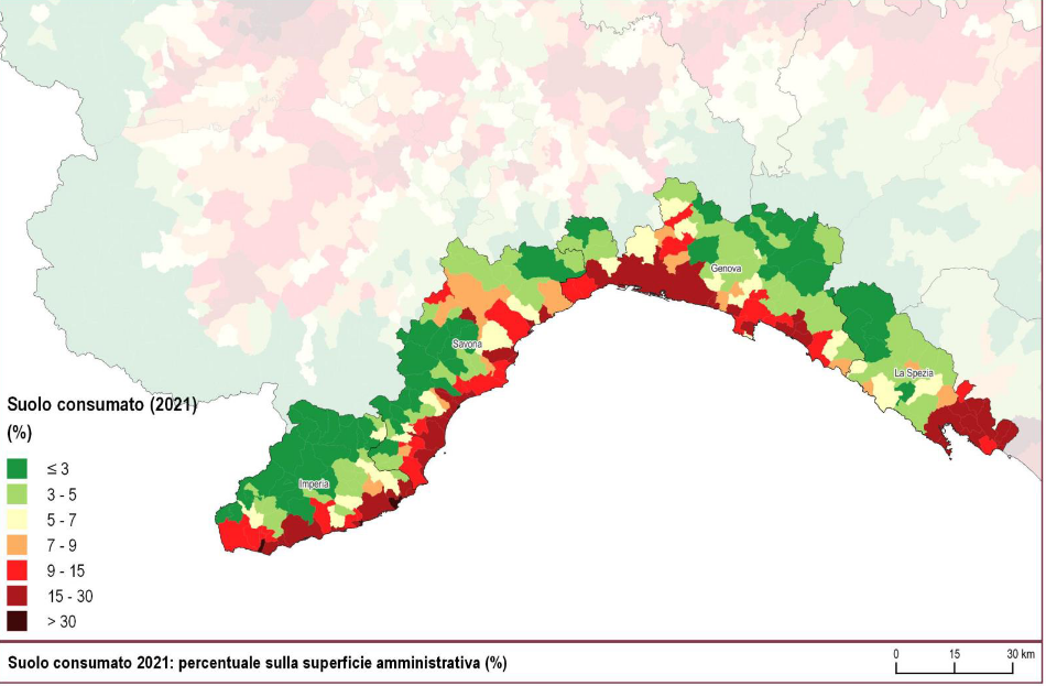 Consumo di suolo Liguria
